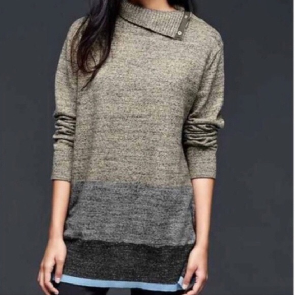 GAP Button Turtleneck Colorblock Tunic - Picture 6 of 6